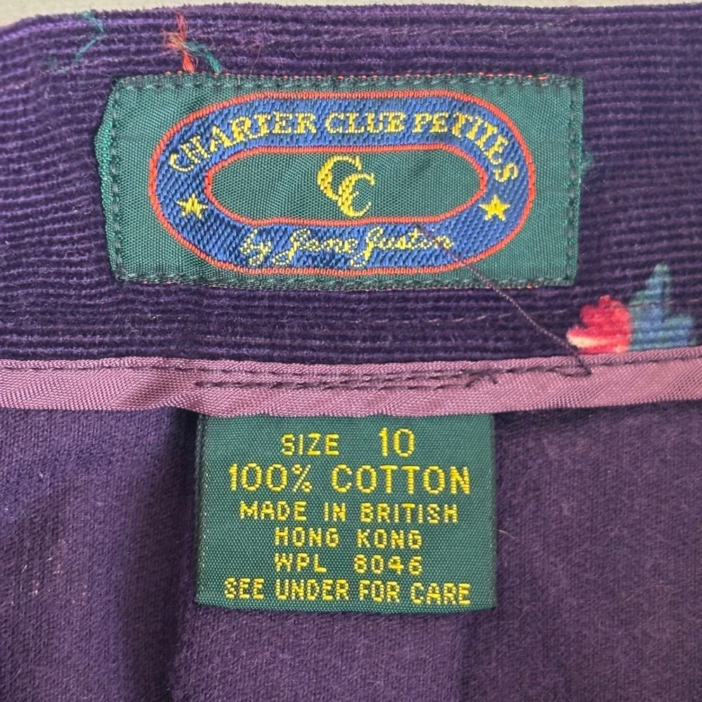 Vintage 90's Purple Floral‎ Corduroy Pleated Midi Skirt Sz 8 Cottagecore